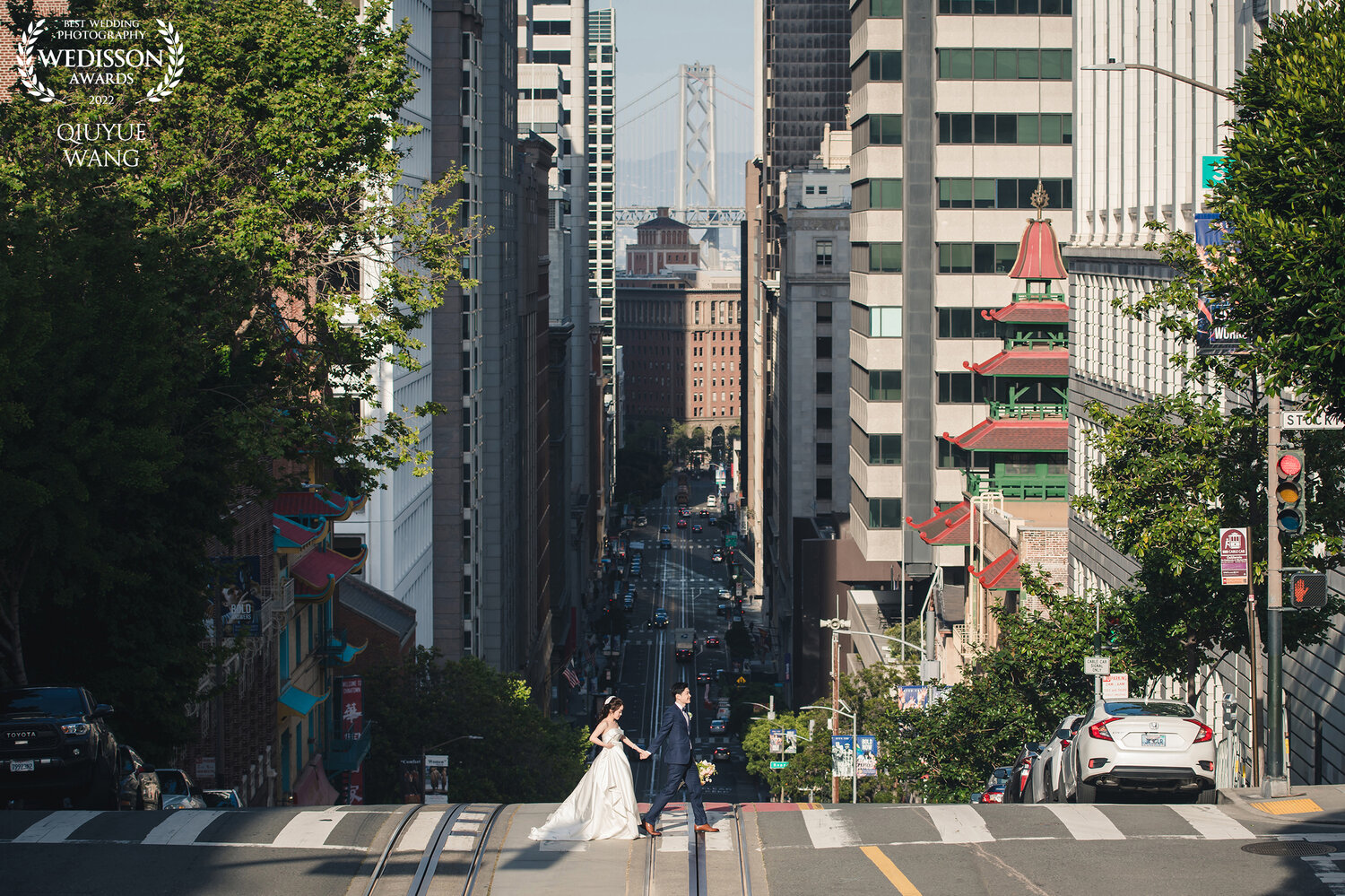 Wedisson award-winning San Francisco city hill pre-wedding photograph