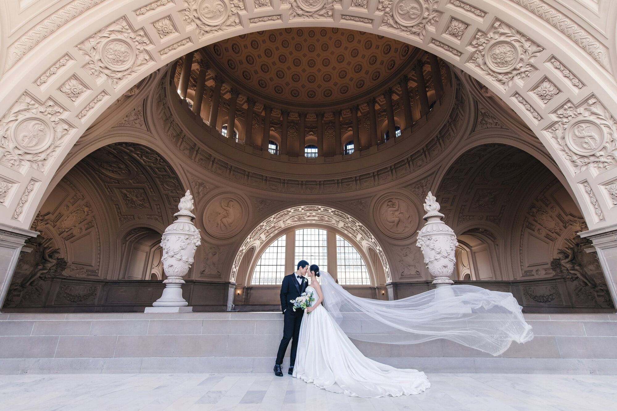Grand arch veil portrait at San Francisco City Hall