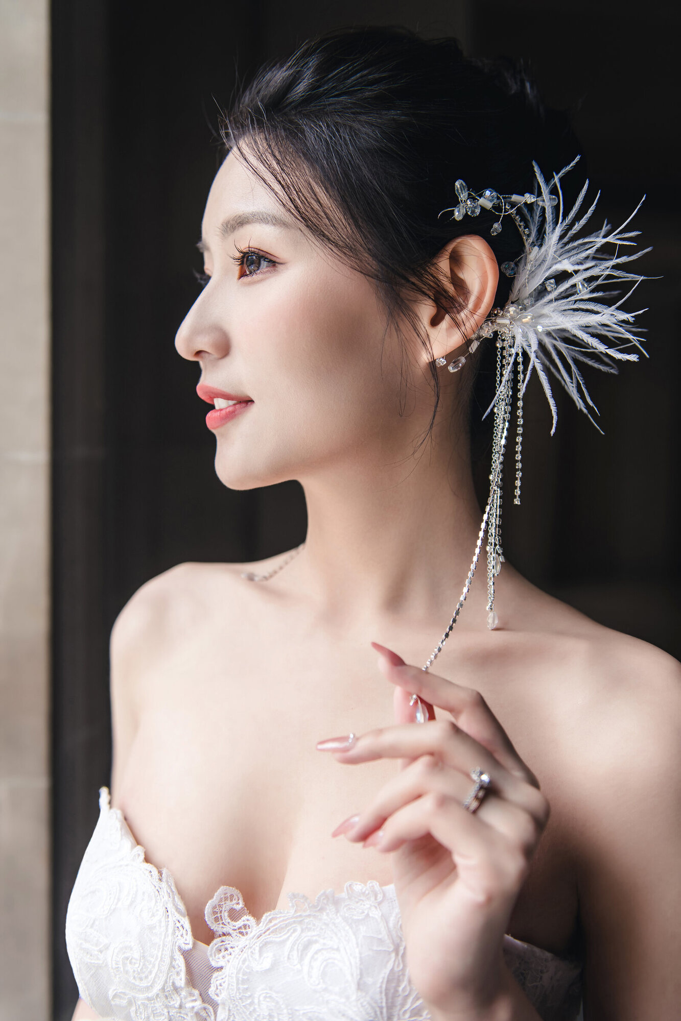 Editorial bridal profile portrait