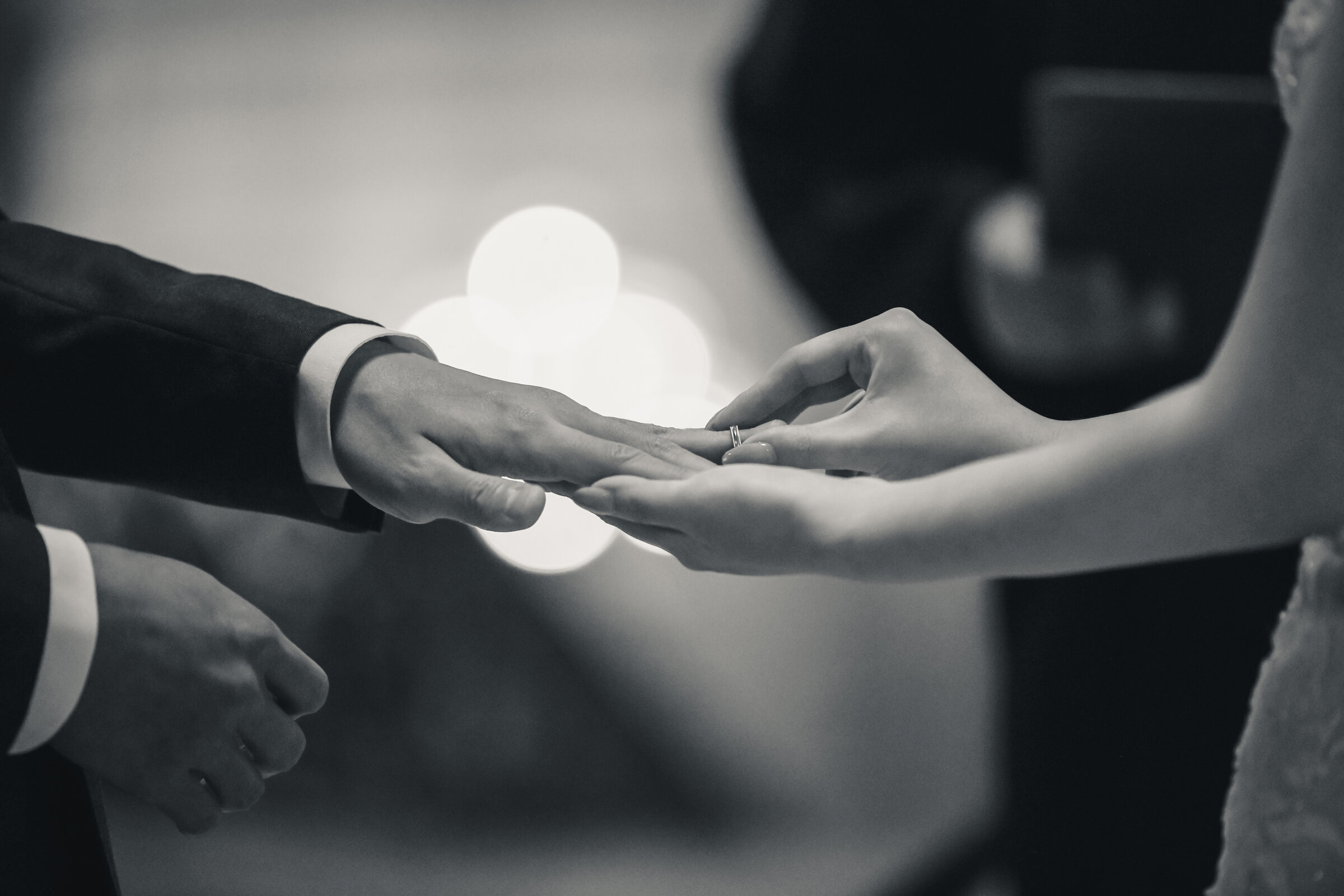 Black and white ring exchange detail