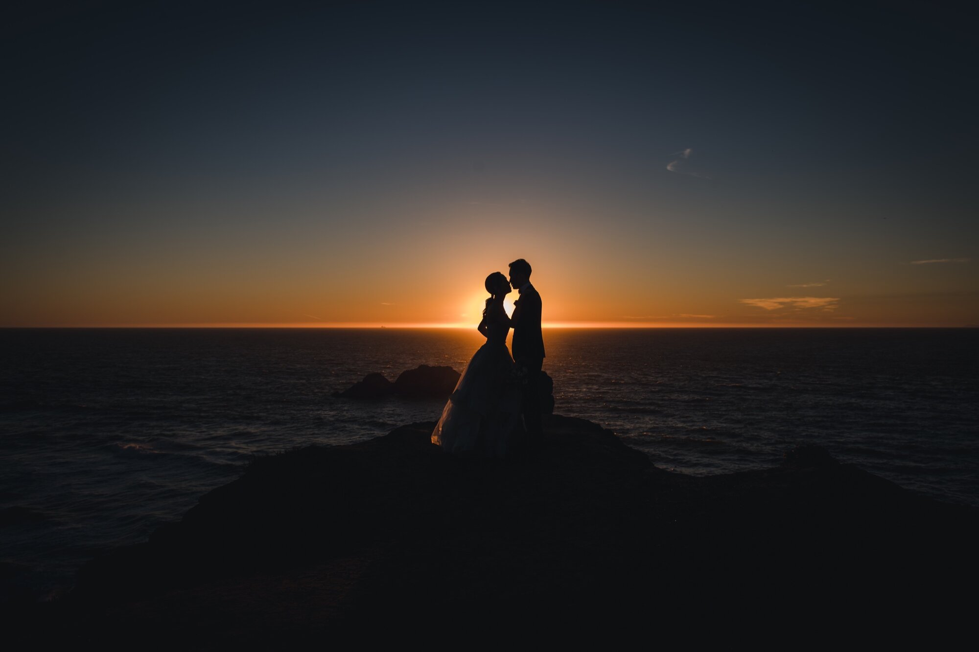 Award-winning sunset silhouette pre-wedding photograph