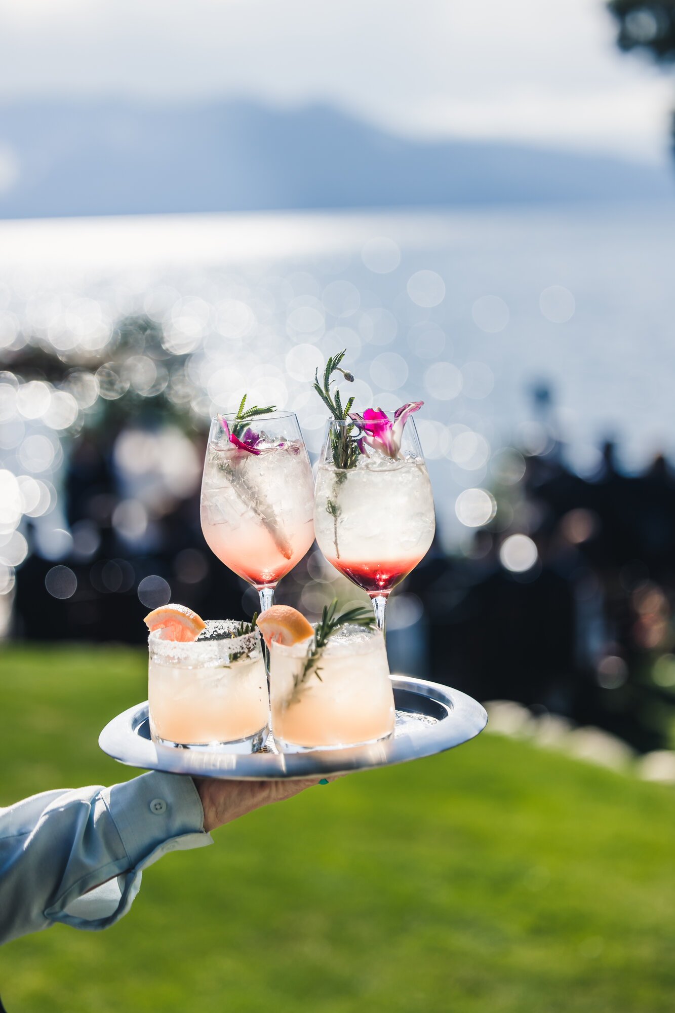 Wedding cocktails on a tray