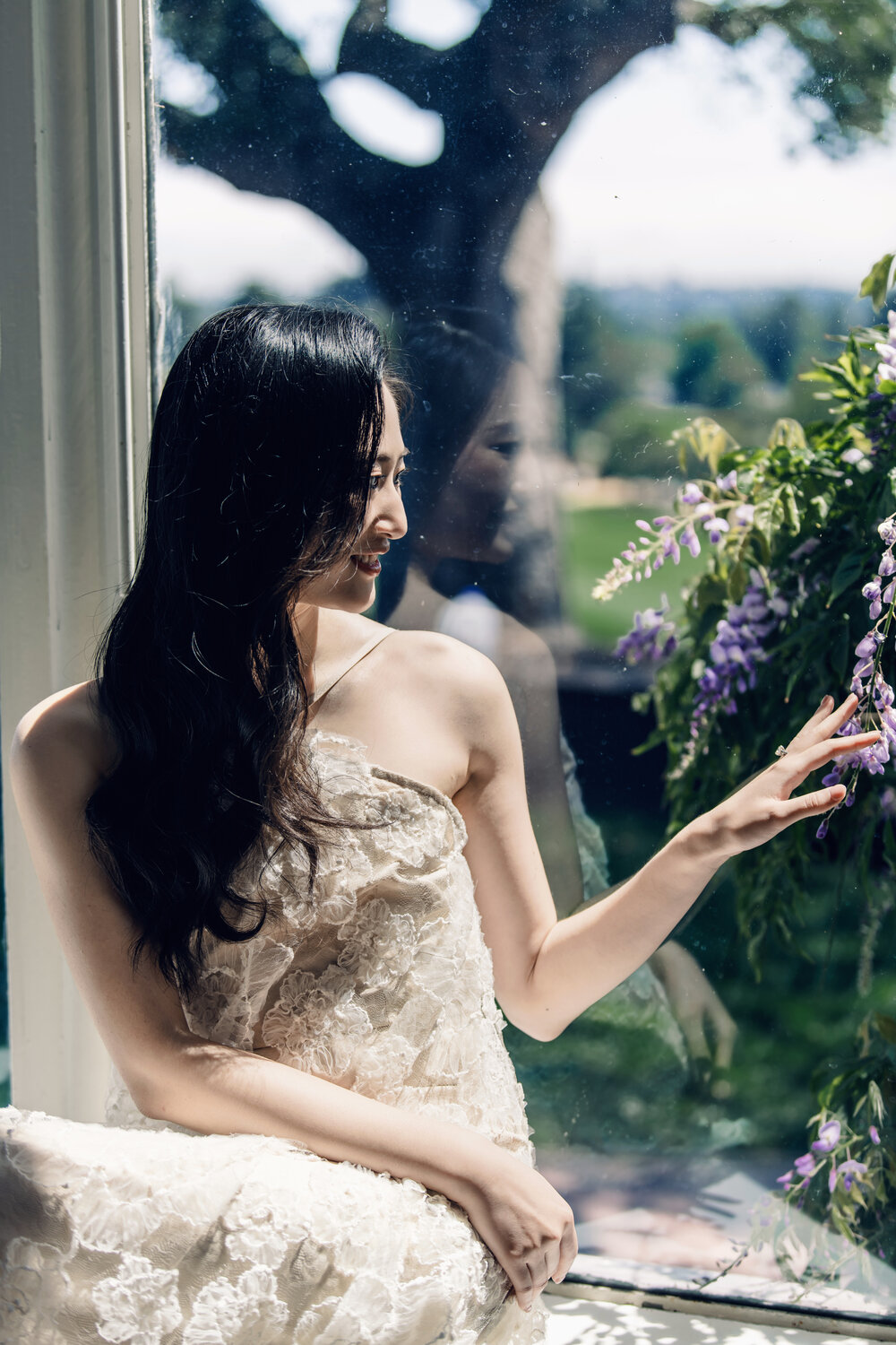 Bride in window light