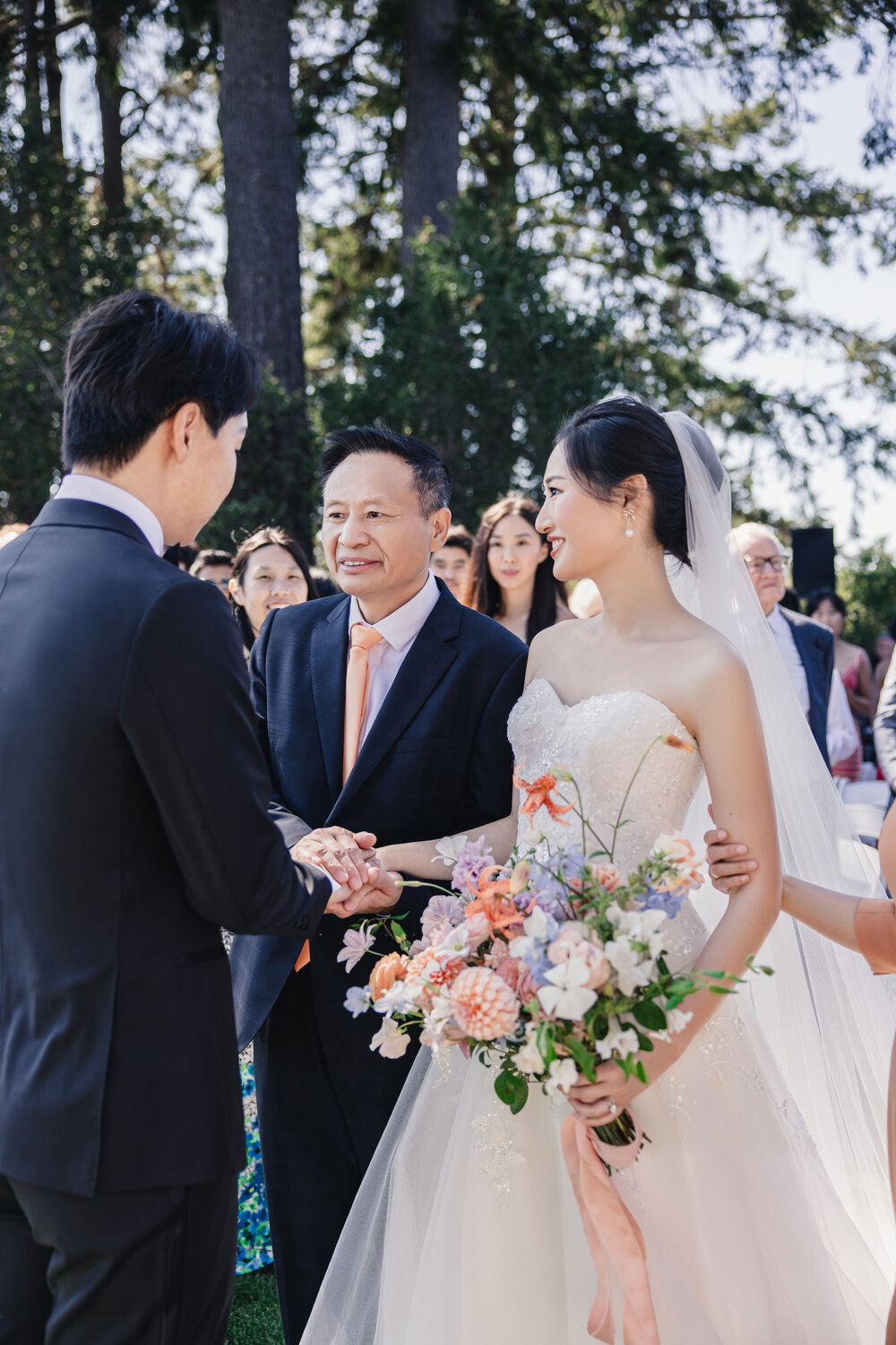 Bride walking with her father