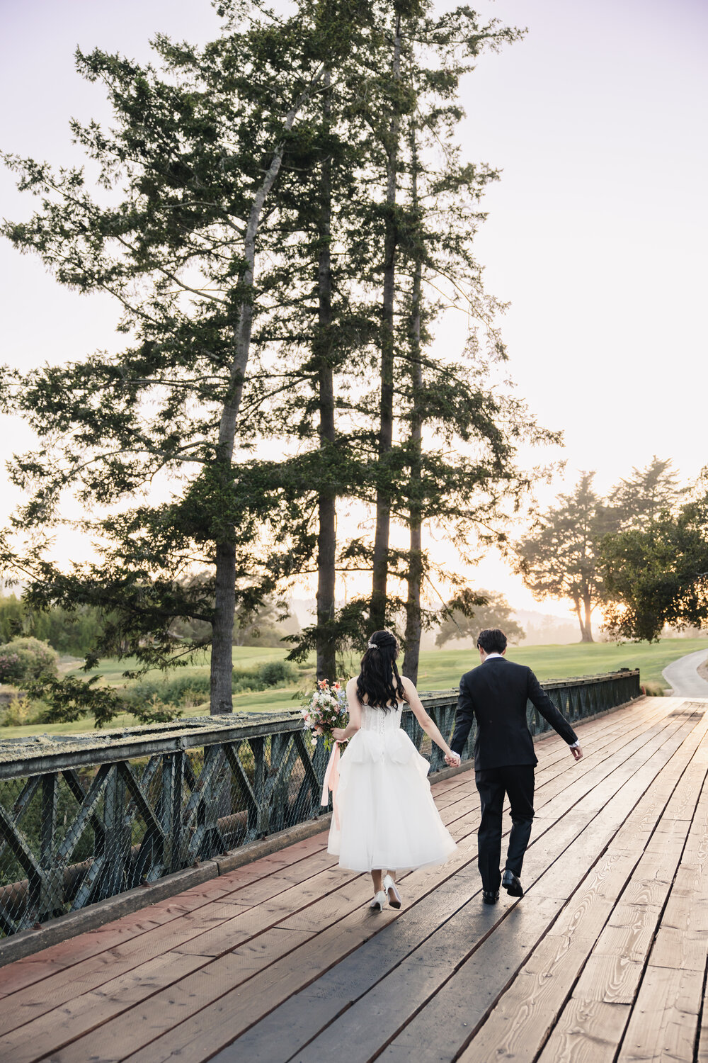 Wide bridge walk at dusk