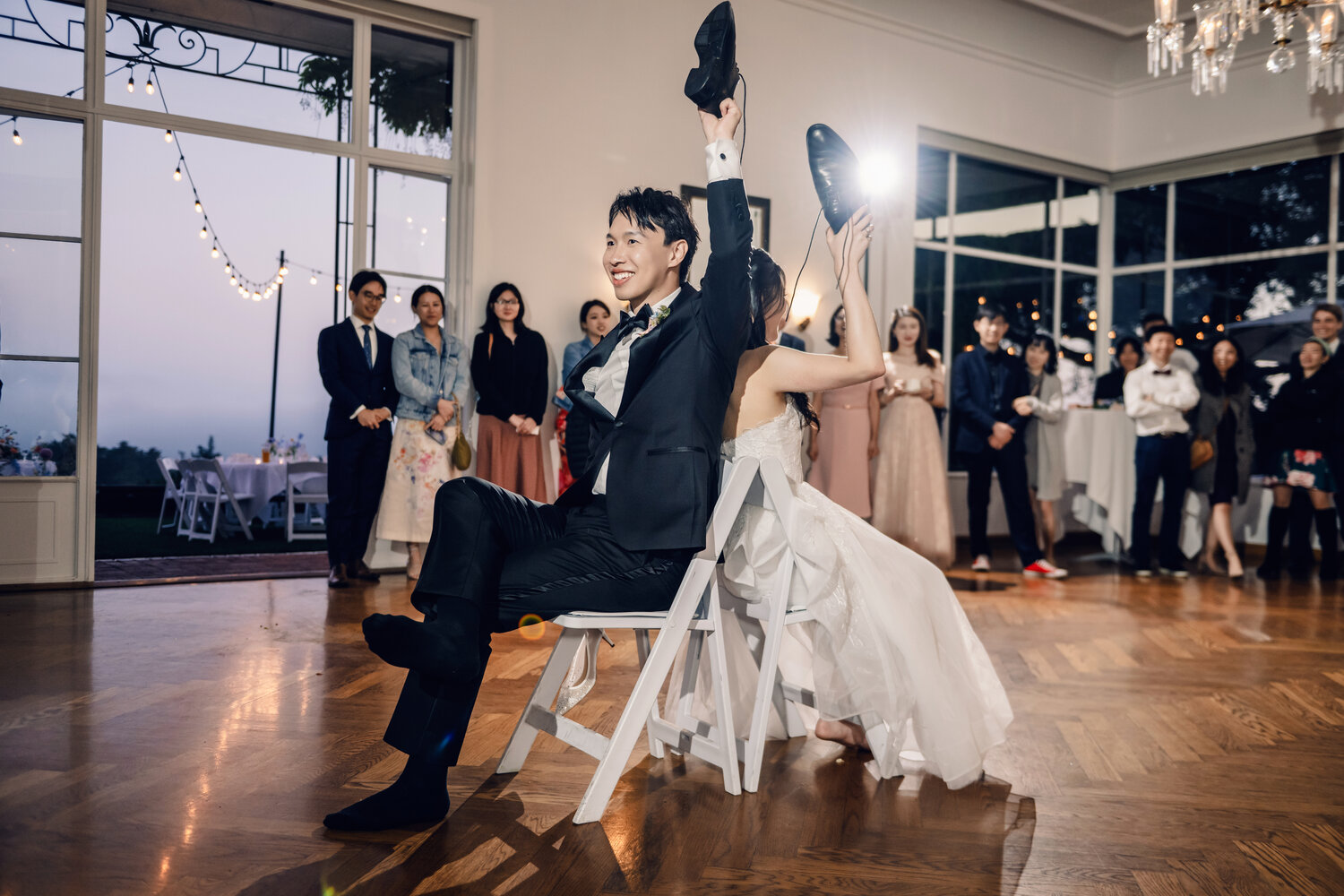 Lively dance floor chair moment
