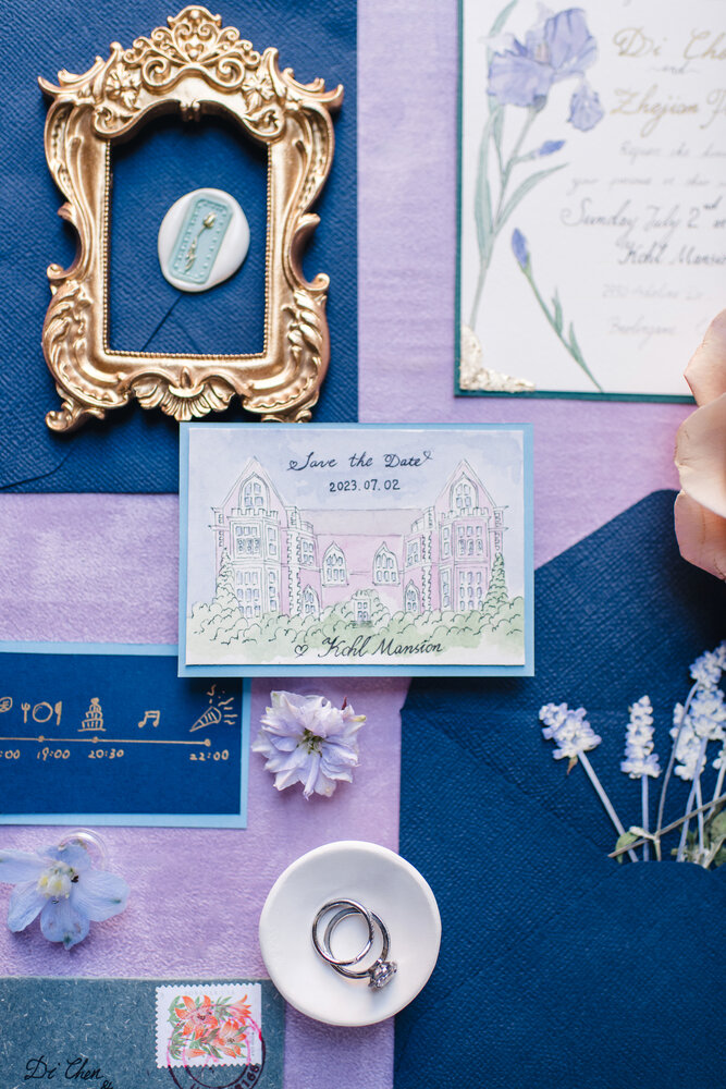 Wedding paper goods and framed detail
