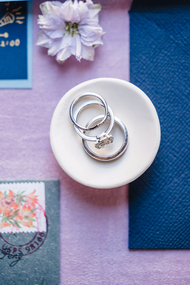 Wedding rings and floral detail