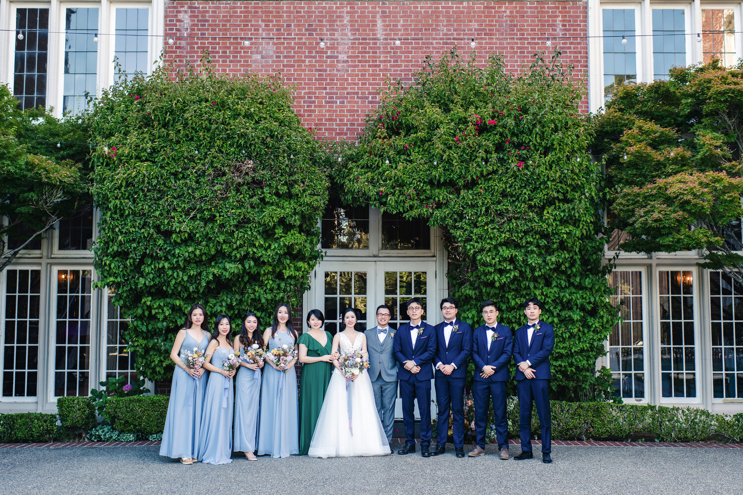 Wedding party outside Kohl Mansion