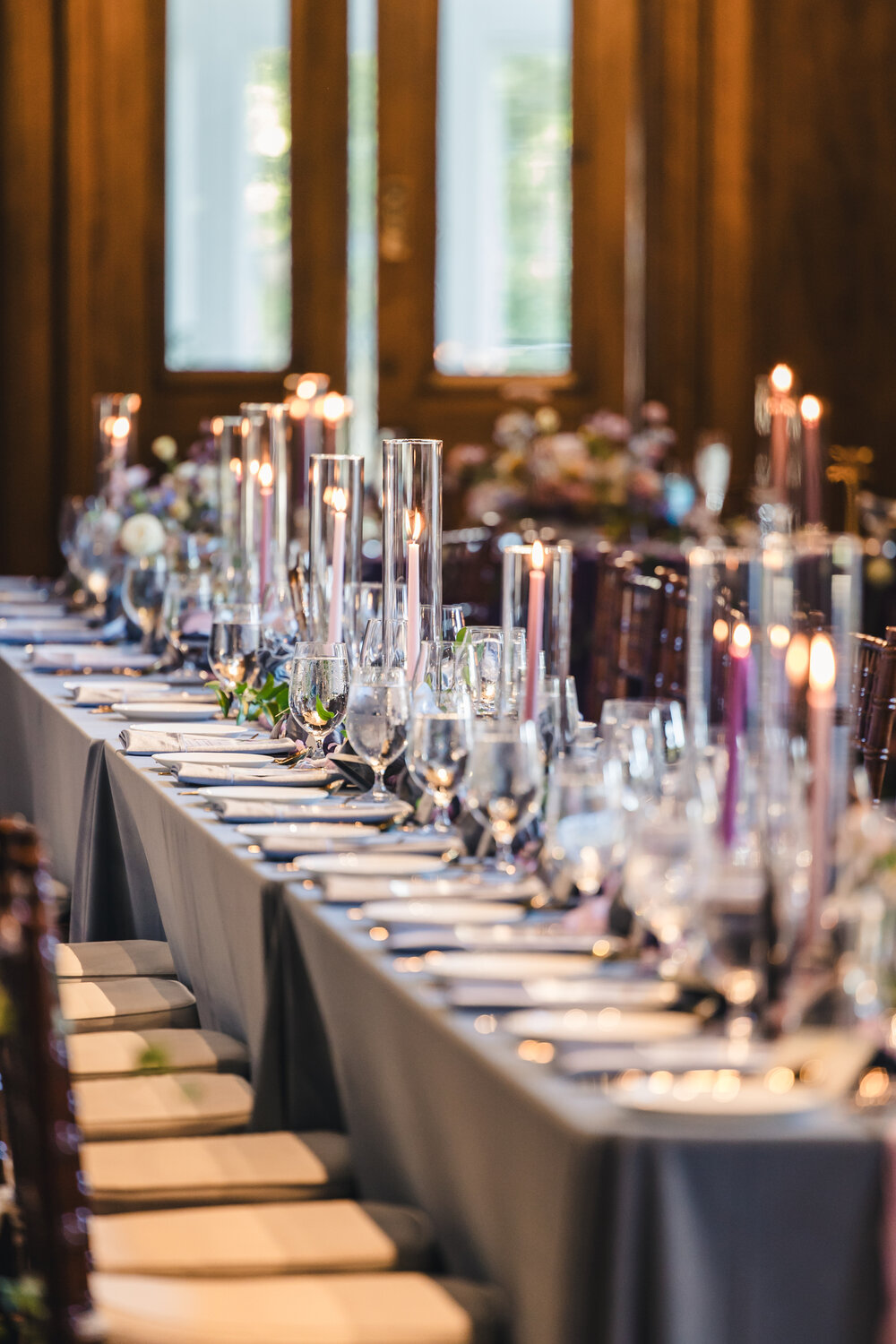 Candlelit long table detail