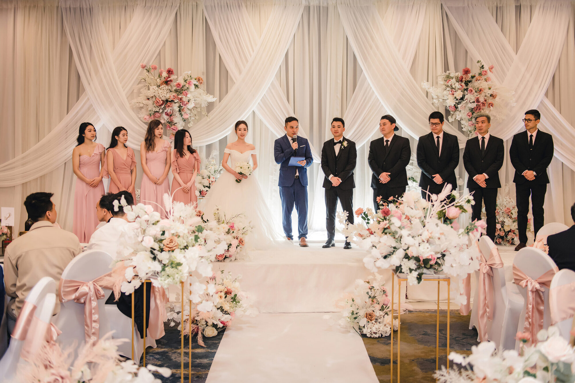 Wedding party during the ceremony