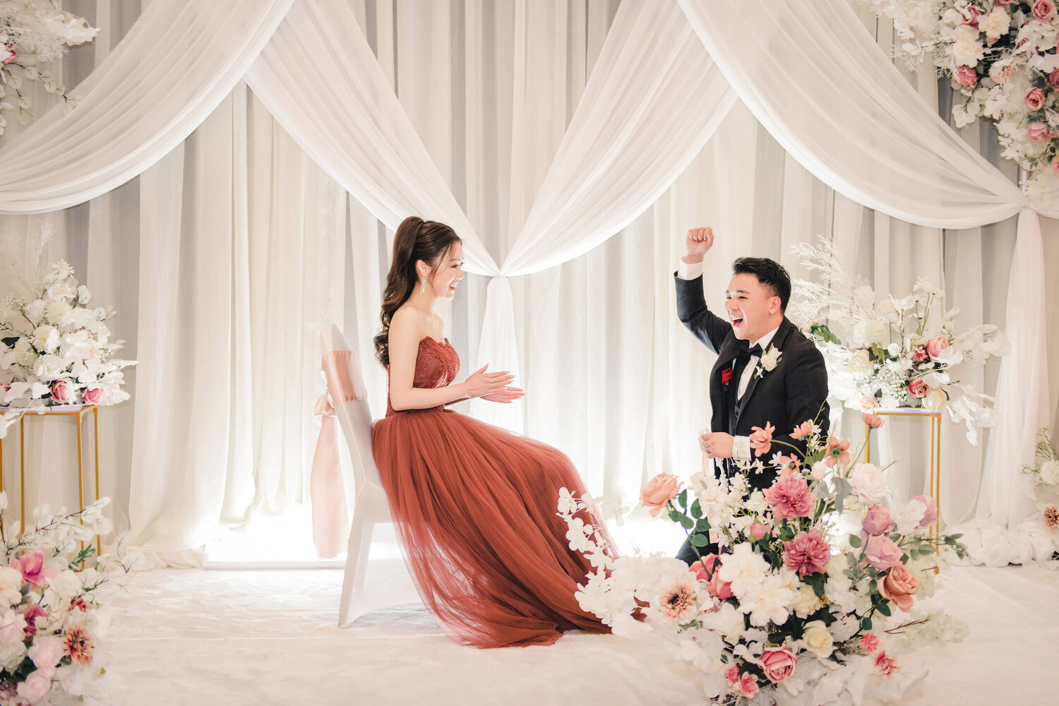 Couple raising a toast