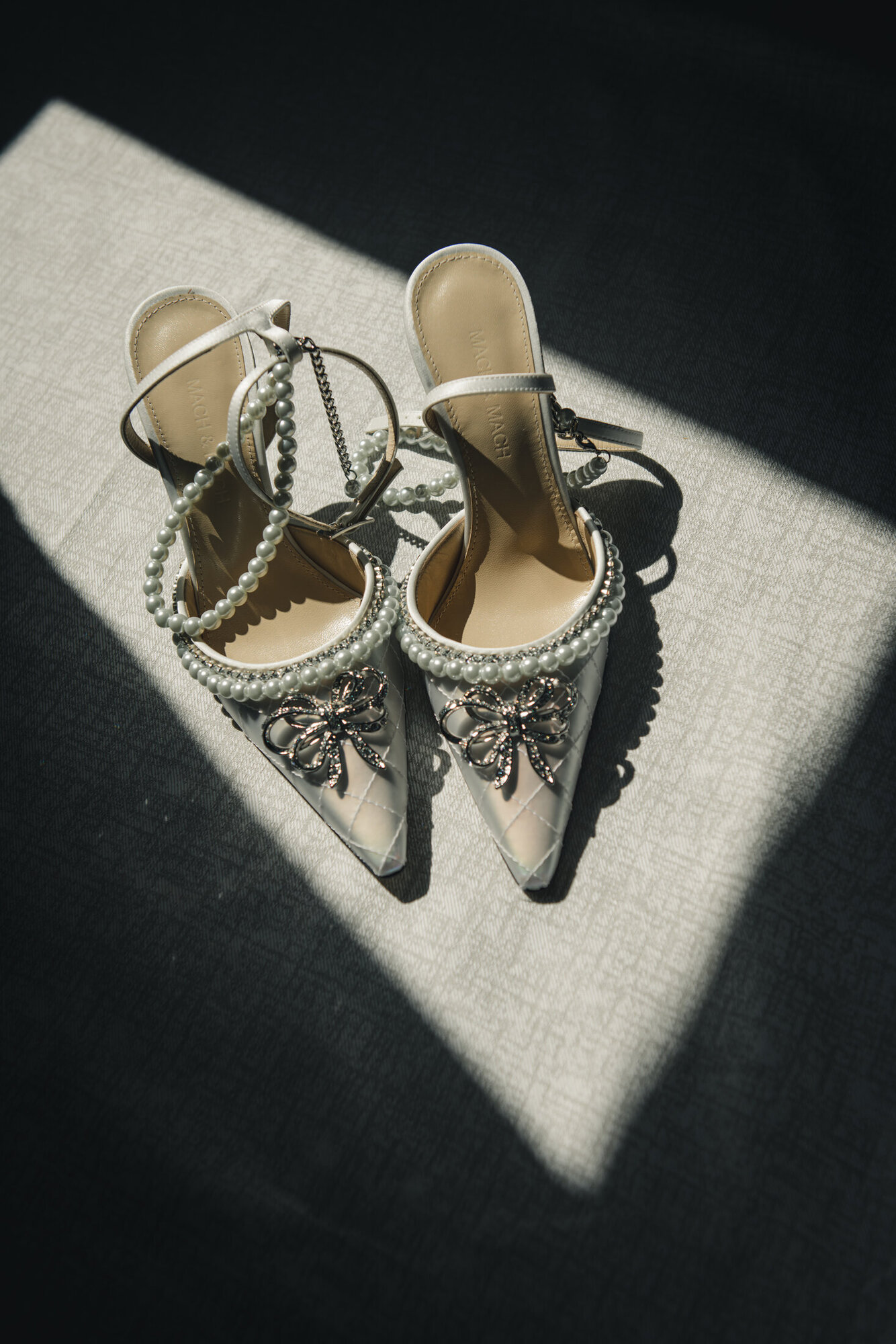 Bridal shoes in window light