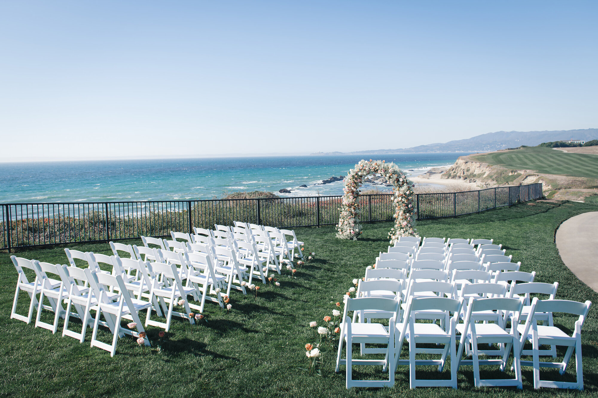 Empty ocean ceremony setting