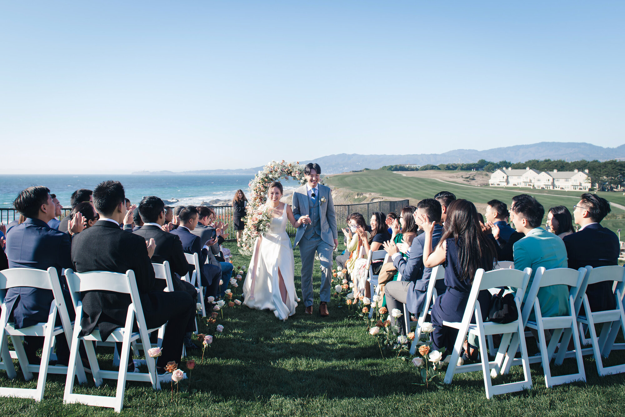 Wide Ritz-Carlton Half Moon Bay wedding ceremony