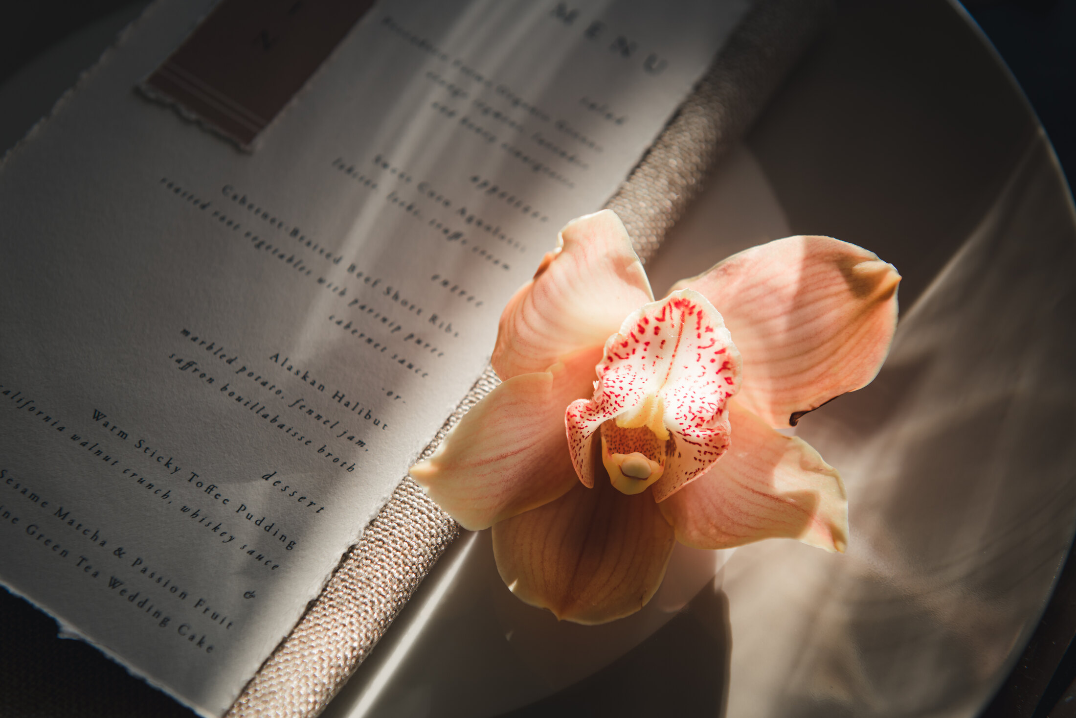 Menu and floral shadow detail