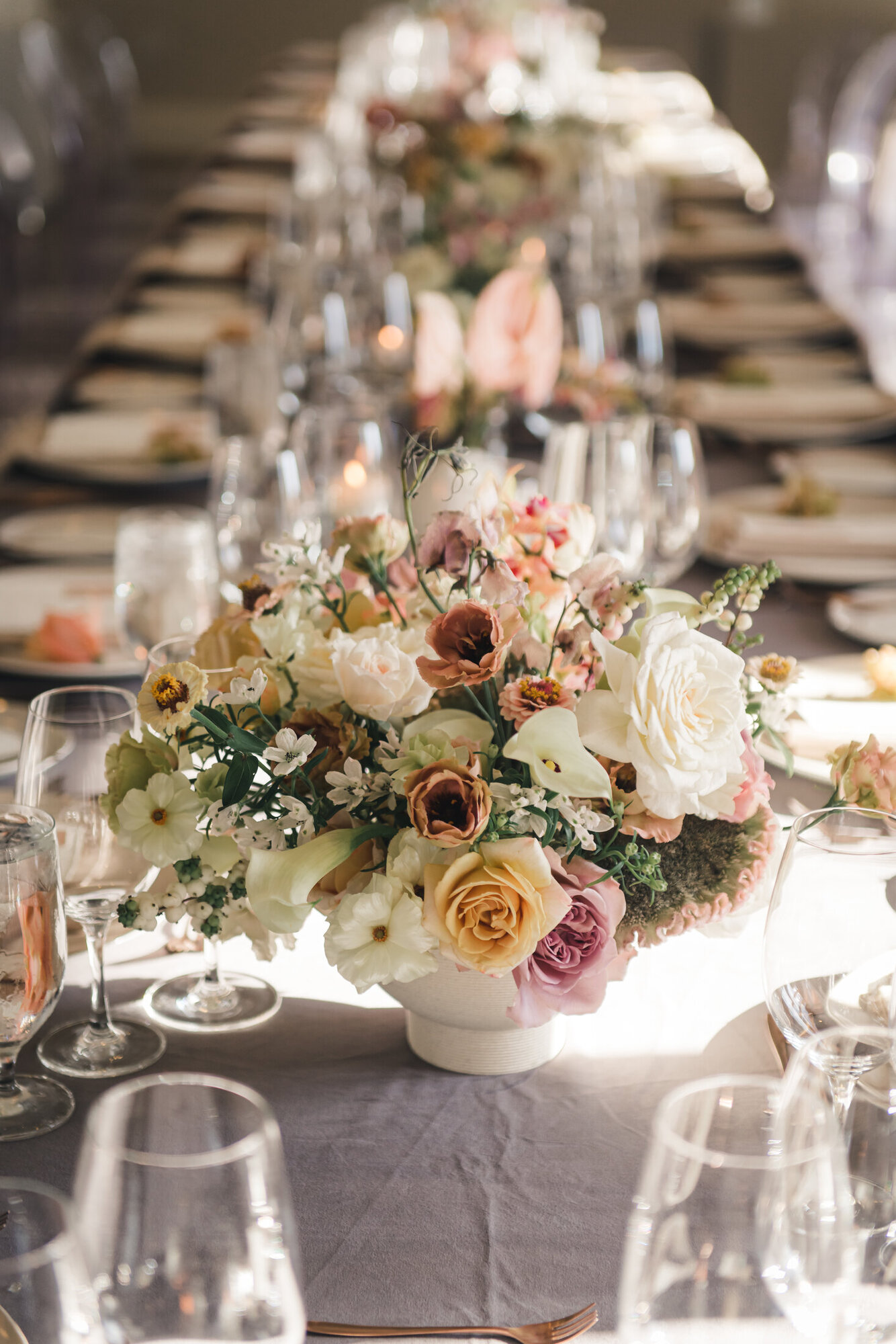 Reception table floral centerpiece
