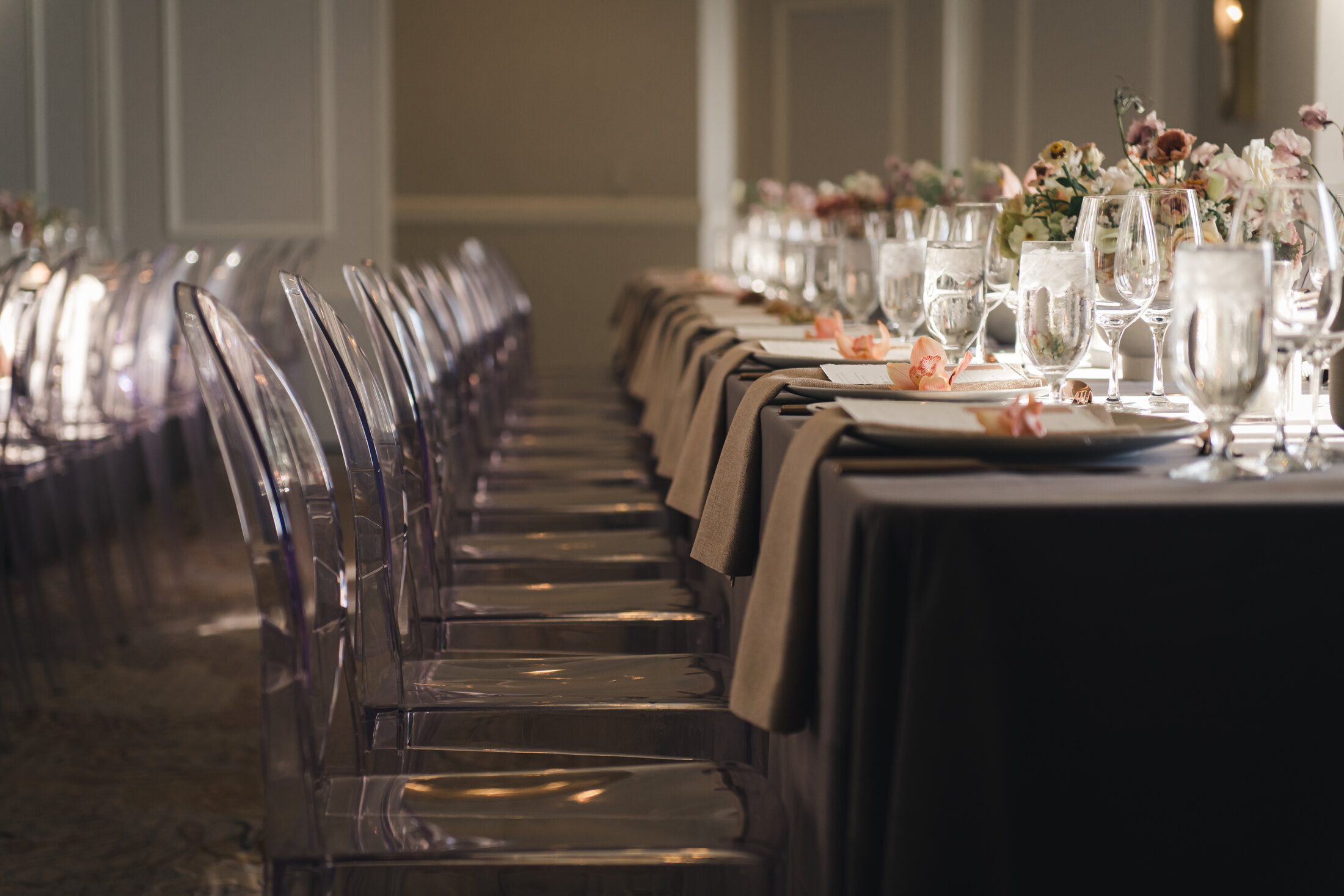 Reception room and long table