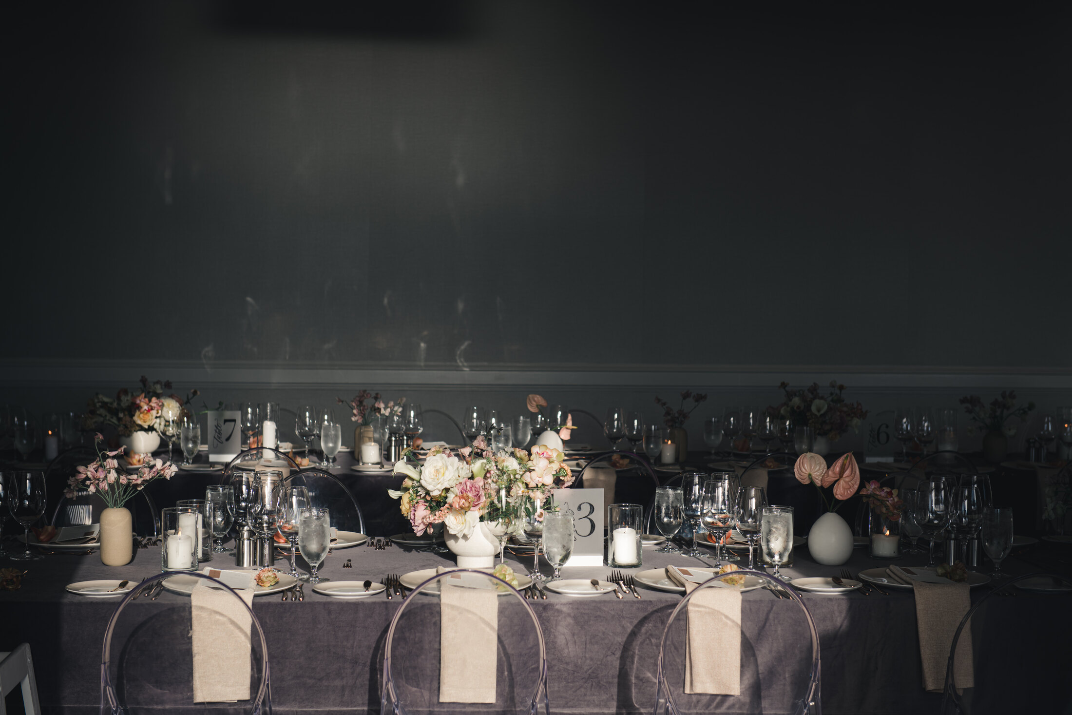 Dark reception table detail