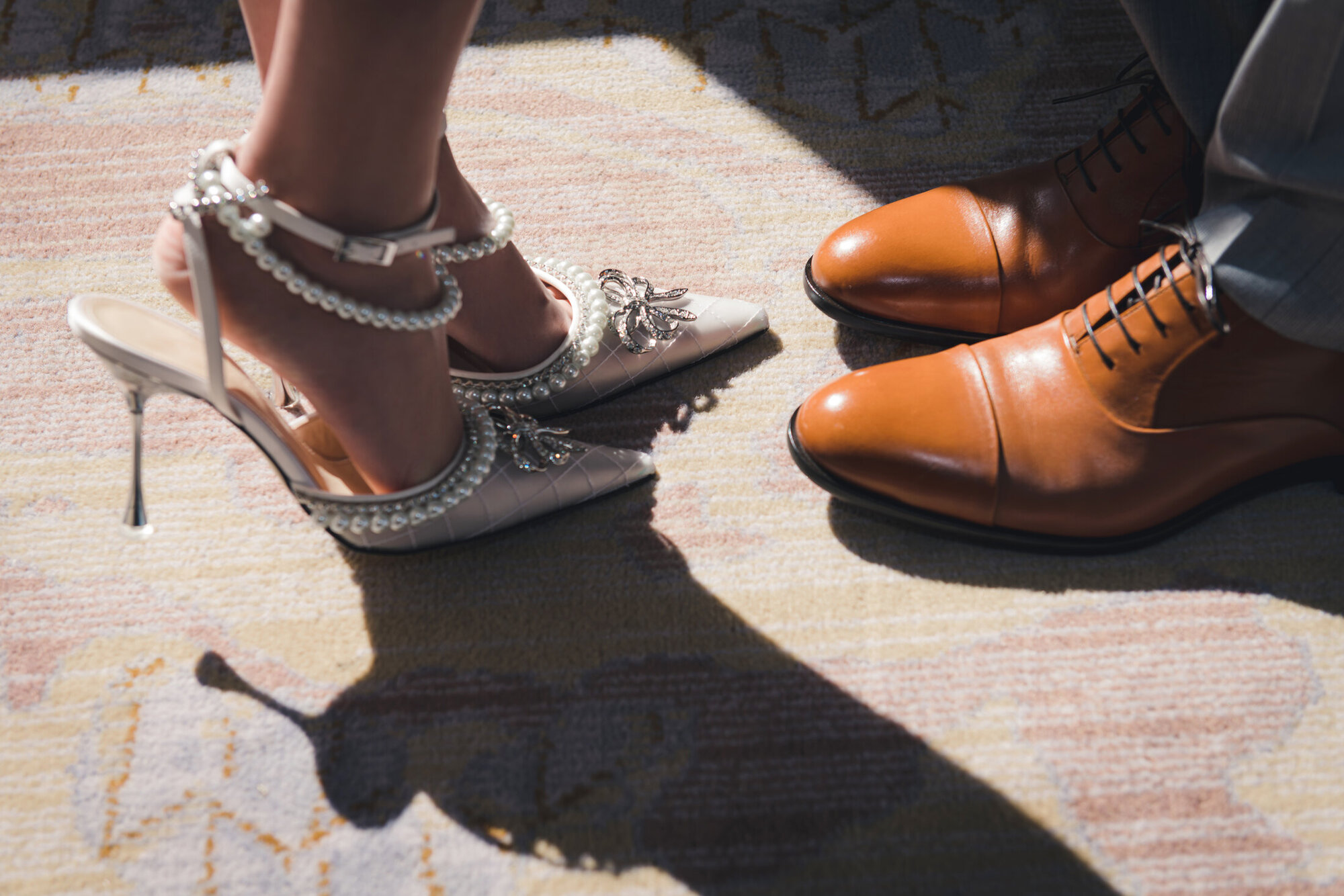 Wedding shoes and dress shoe shadow detail