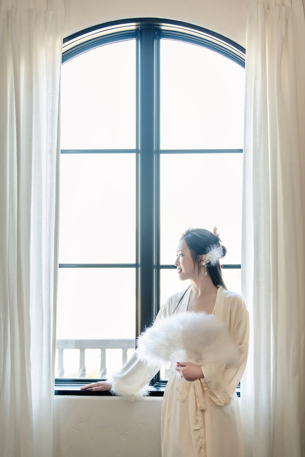 Bride in window light