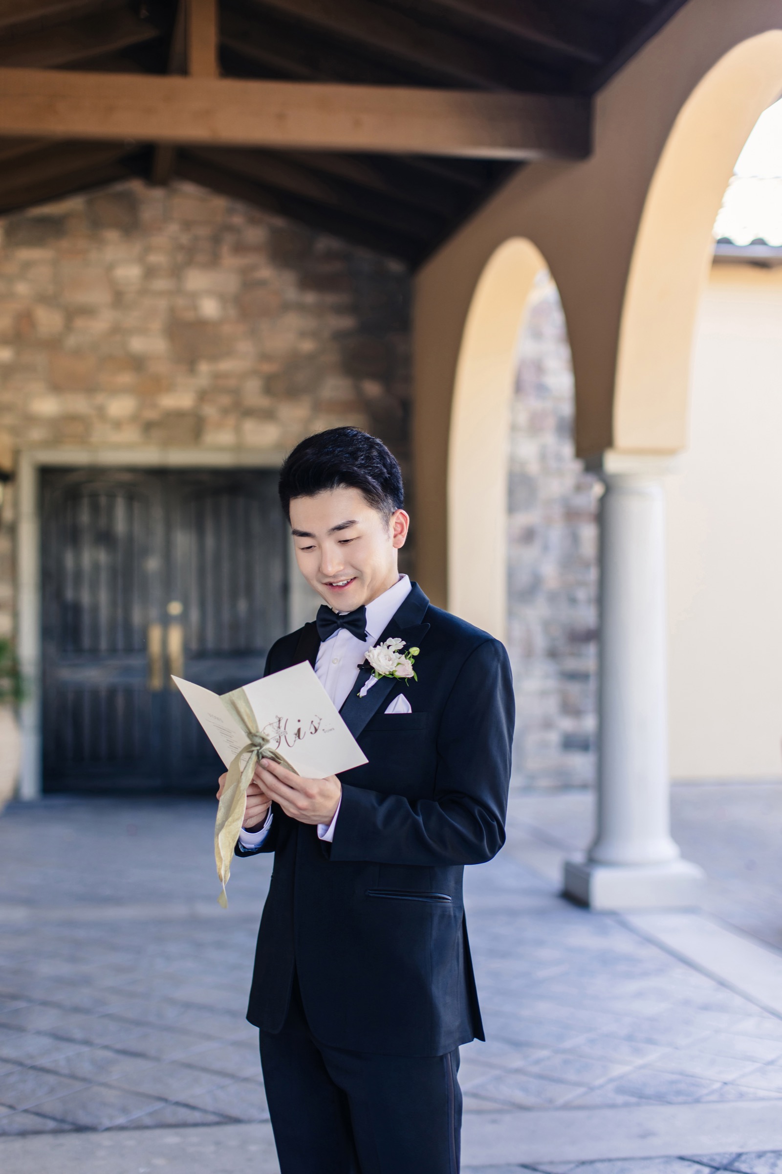Groom reading a letter
