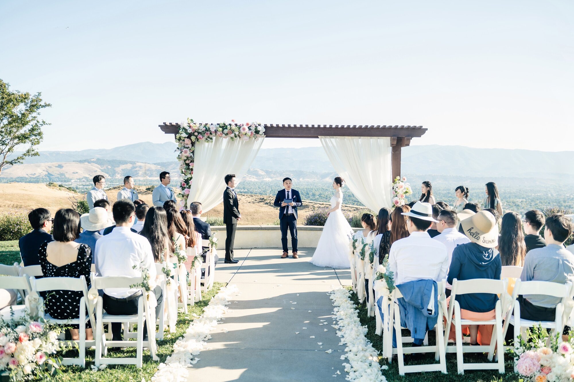 Outdoor wedding ceremony in the hills