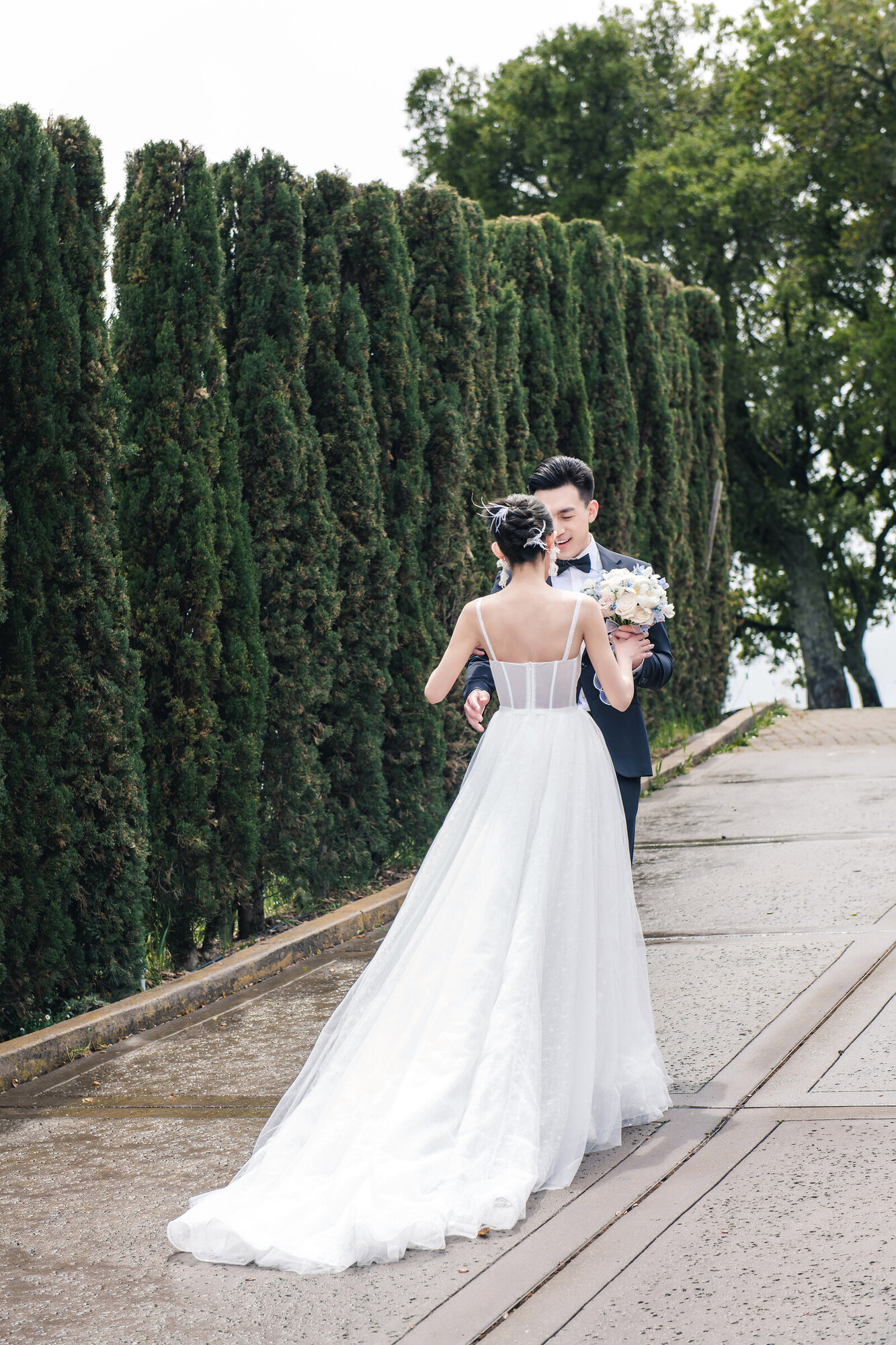 Bride in white wedding gown portrait