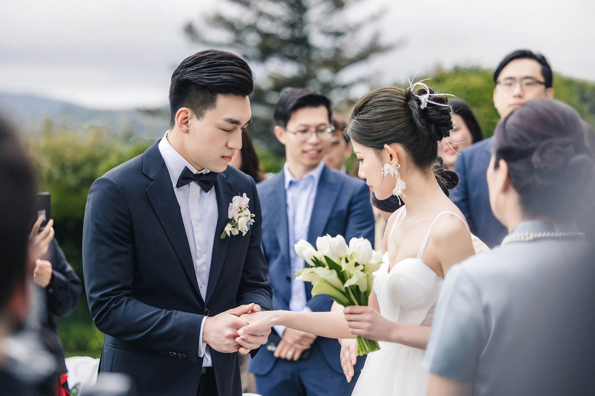 Wedding vows during outdoor ceremony