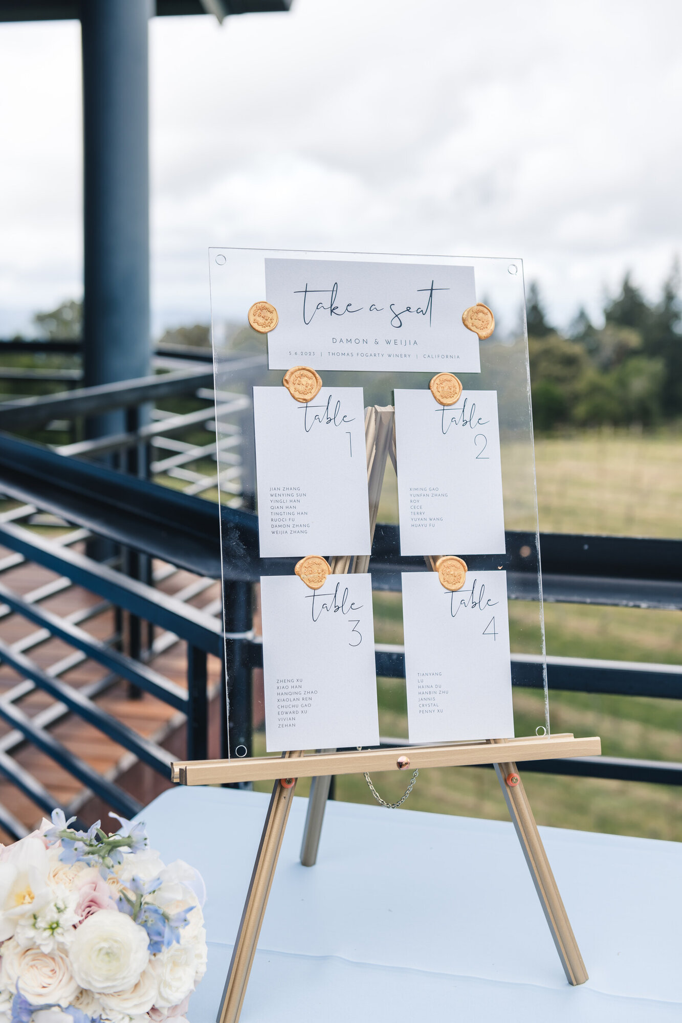 Reception place card and floral detail