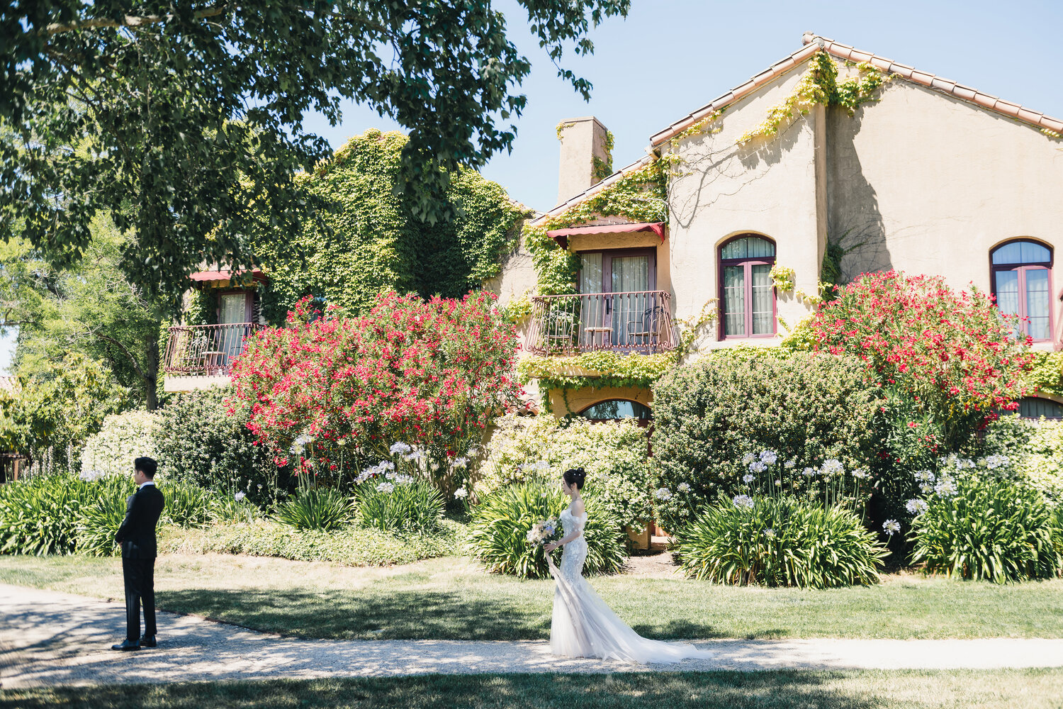 Wide Vinarosa estate garden scene