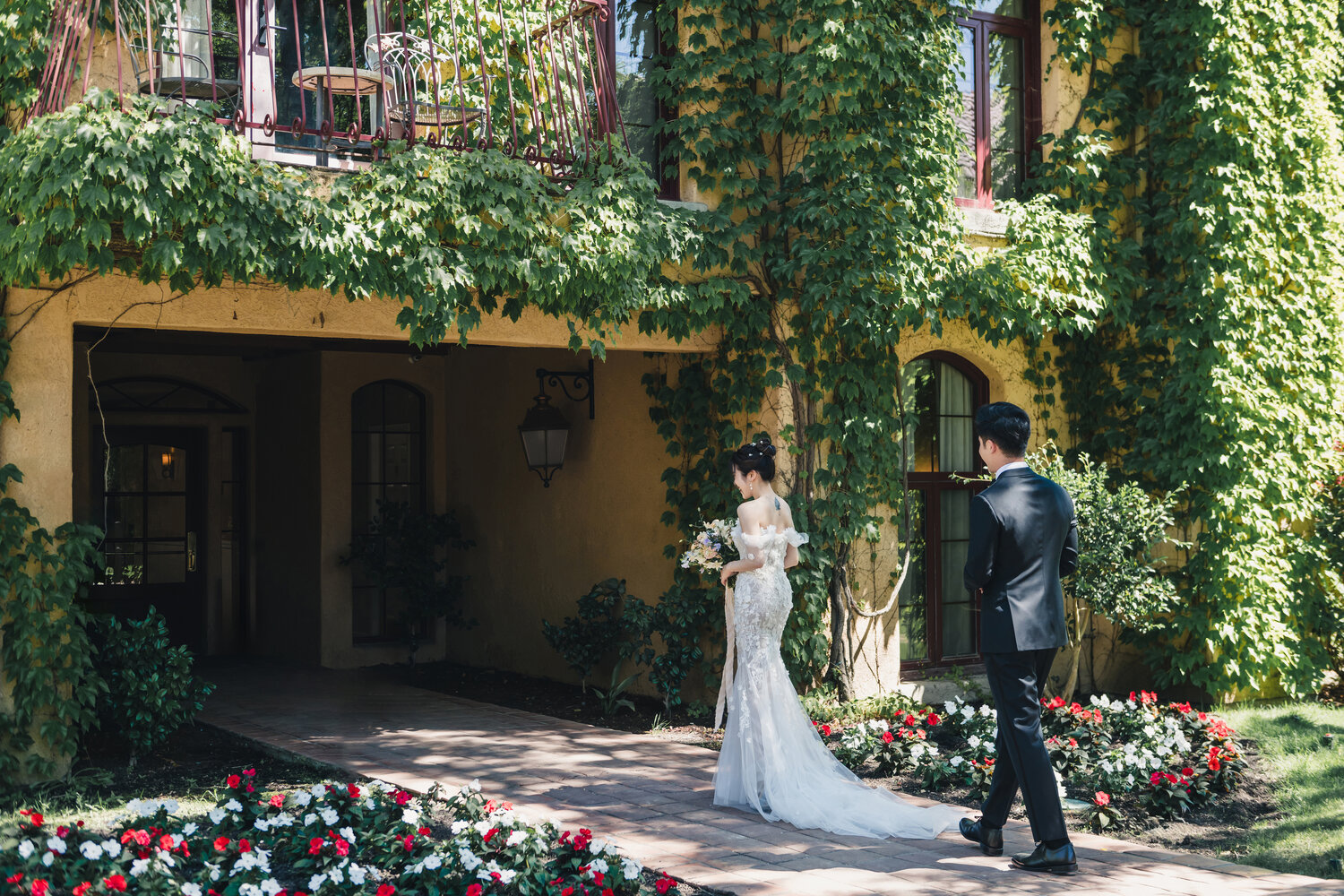 First look outside the ivy-covered villa