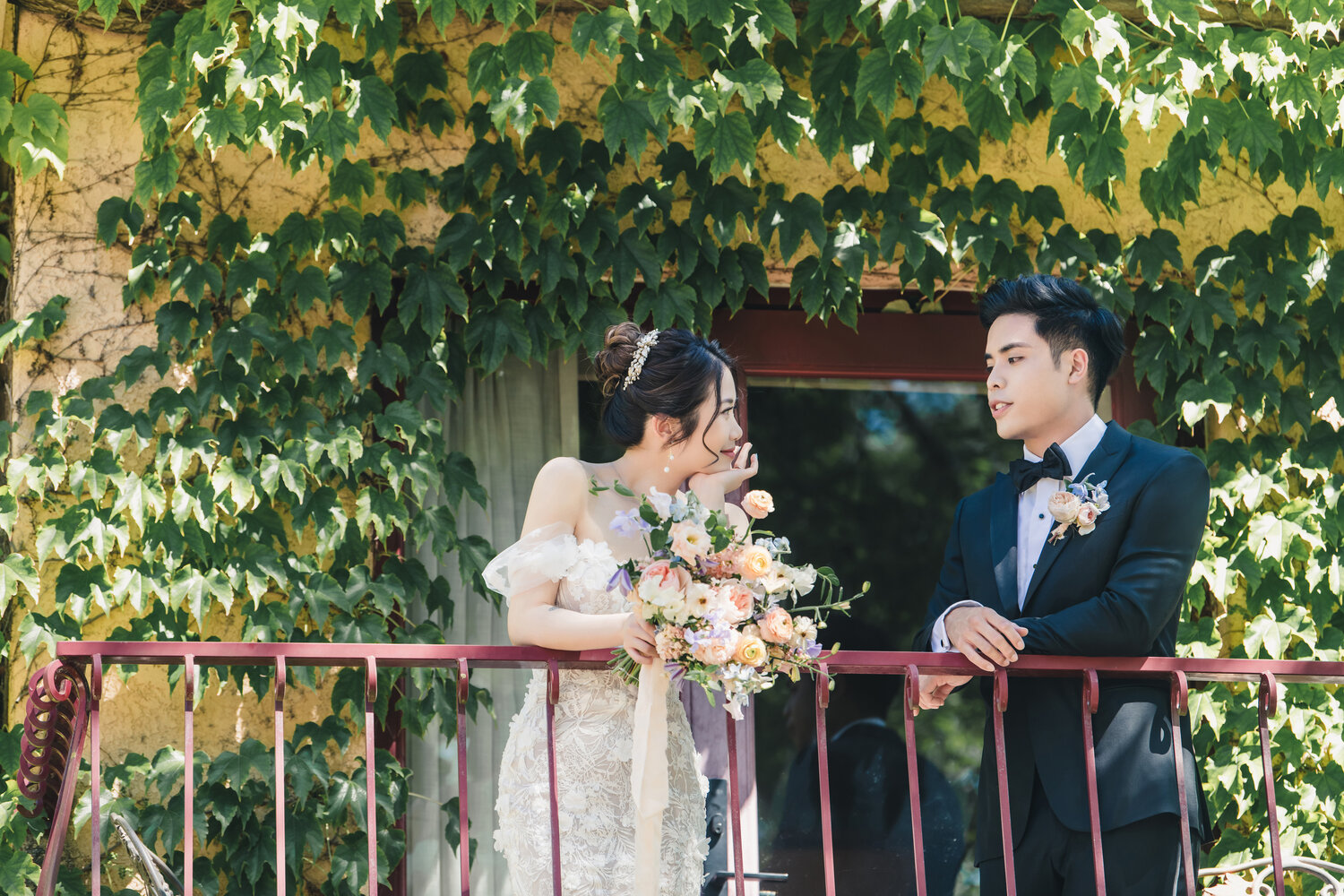 Couple portrait on the villa balcony