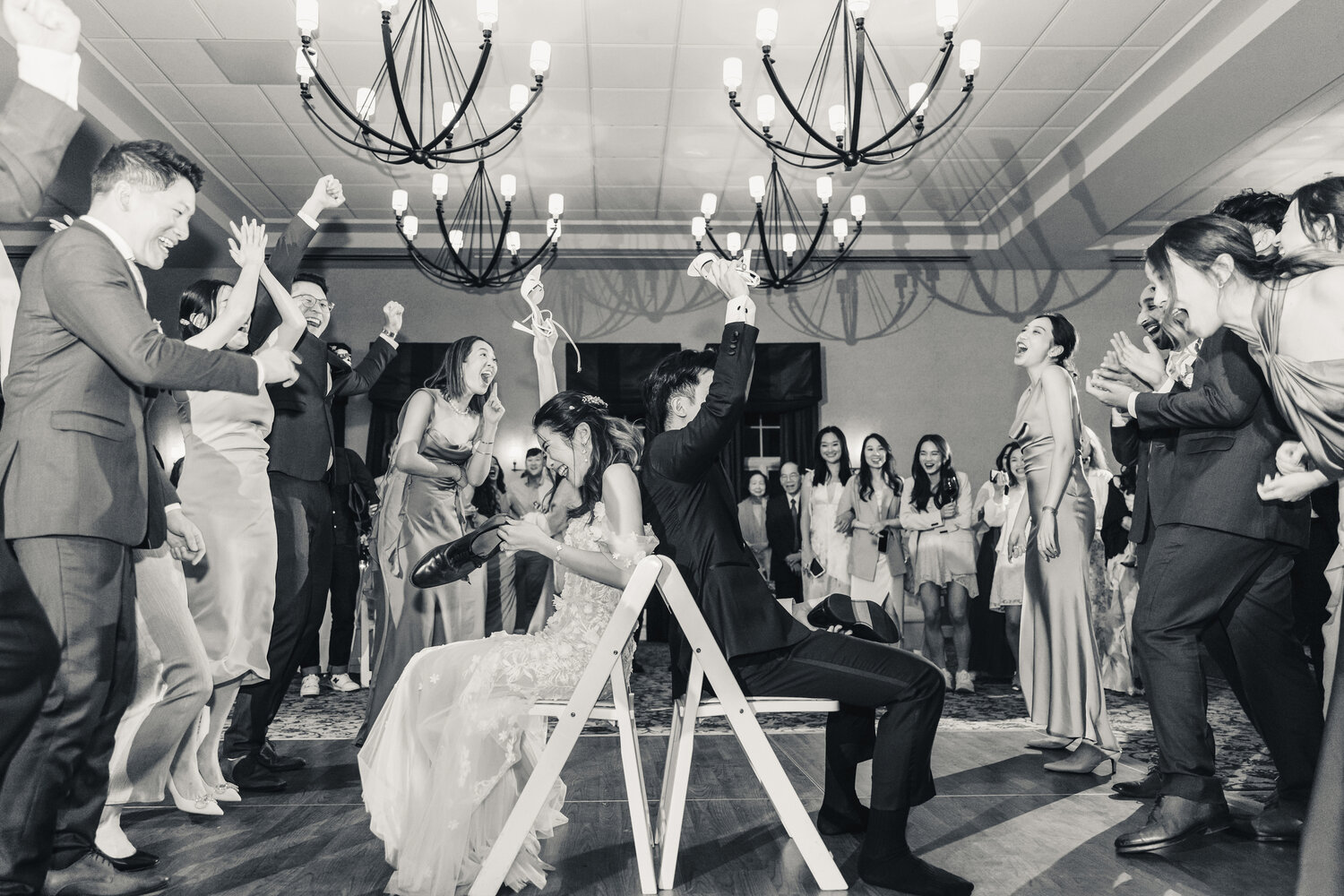 Black and white party moment