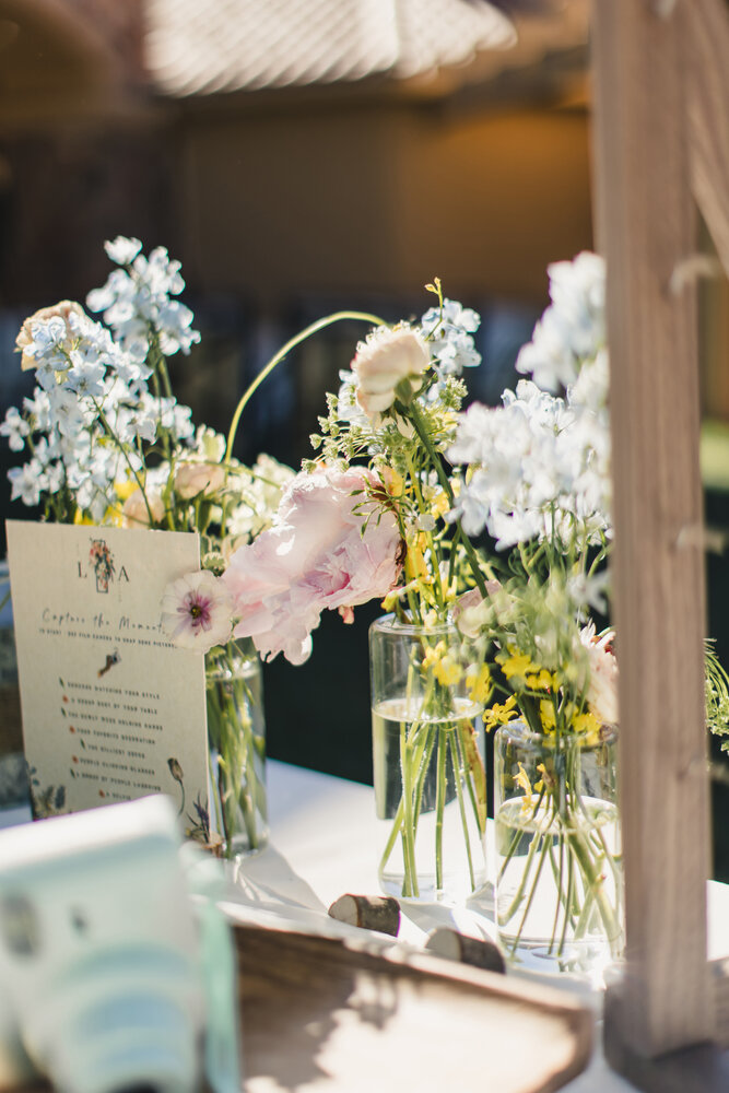 Floral and paper detail at the reception
