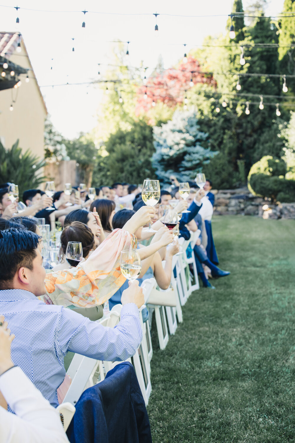 Dinner toast at the outdoor reception